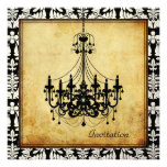 PixDezines Vintage Chandelier+damask borders invitations