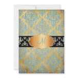PixDezines vintage denim blue josephine Damask invitations