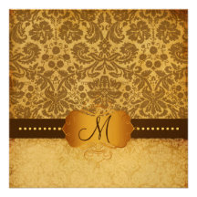 PixDezines Vintage Desiree Damask/brown Custom Invite