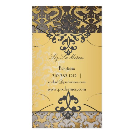 PixDezines vintage flora damask/faux parchment Business Card (back side)