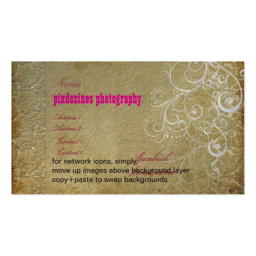 PixDezines Vintage Grunge Damask / Pink Business Cards (back side)