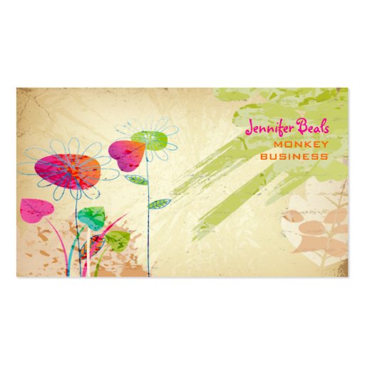 PixDezines Vintage Grunge Floral â™¥â™¥â™¥â™¥ Business Card (front side)