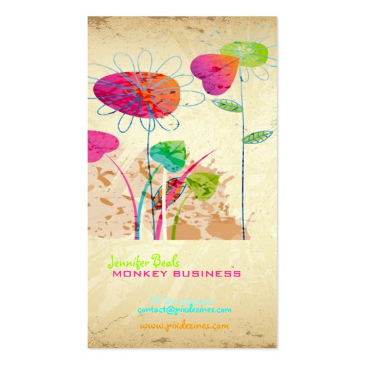PixDezines Vintage Grunge Floral â™¥â™¥â™¥â™¥ Business Card (back side)