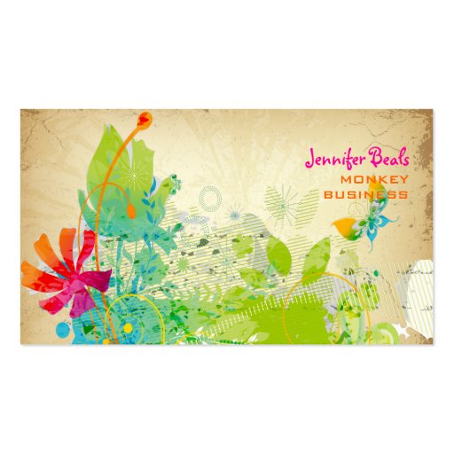 PixDezines Vintage Grunge Floral â™¥â™¥â™¥â™¥ Business Cards (front side)