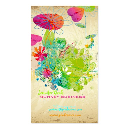 PixDezines Vintage Grunge Floral â™¥â™¥â™¥â™¥ Business Cards (back side)