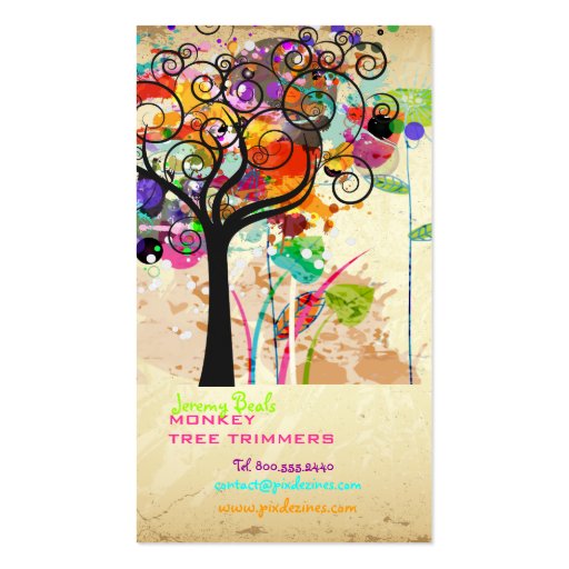 PixDezines Vintage Grunge Tree Trimmers â™¥â™¥â™¥â™¥ Business Cards (back side)