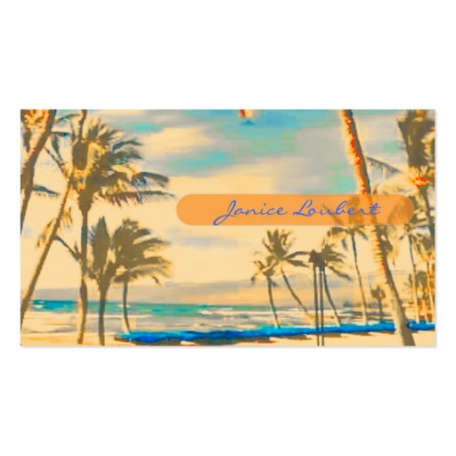PixDezines Vintage Hawaiian Beach Scene Business Cards (back side)