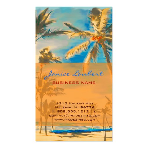 PixDezines Vintage Hawaiian Beach Scene Business Cards
