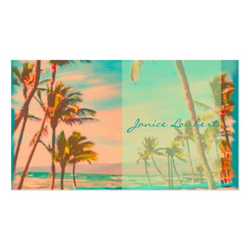 PixDezines Vintage Hawaiian Beach Scene Business Card (back side)