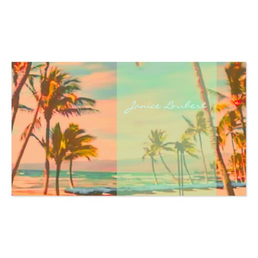 PixDezines Vintage Hawaiian Beach Scene Business Cards (back side)
