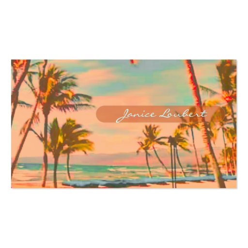 PixDezines Vintage Hawaiian Beach Scene Business Cards (back side)