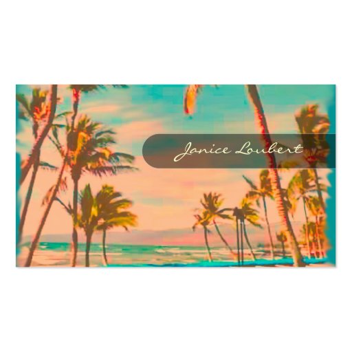 PixDezines Vintage Hawaiian Beach Scene Business Card Template (back side)