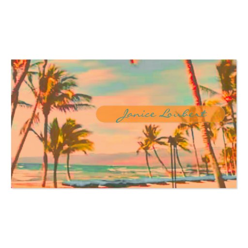 PixDezines Vintage Hawaiian Beach Scene Business Card Templates (back side)