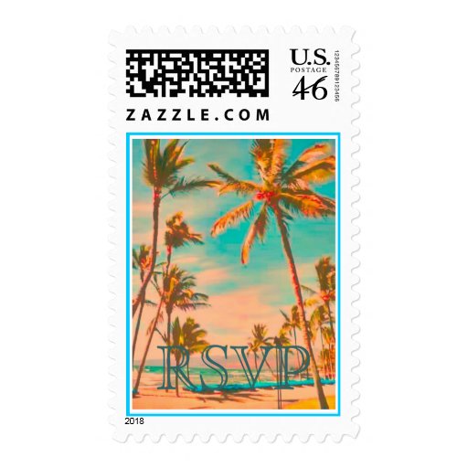 PixDezines Vintage Hawaiian Beach Scene/DIY text Postage