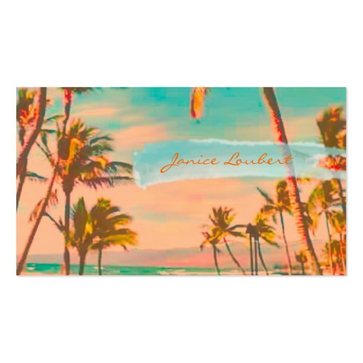 PixDezines vintage hawaiian beach scene/teal Business Card Templates (back side)