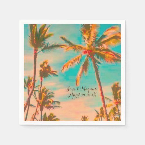 PixDezines Vintage Hawaiian Beach/Teal Paper Napkin