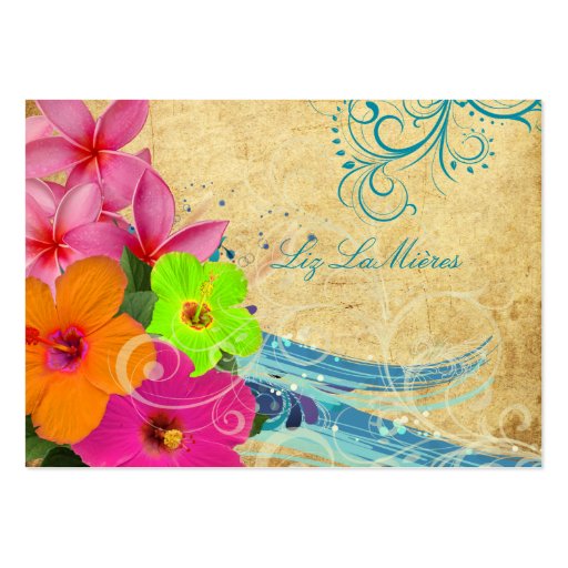PixDezines vintage hula waves Business Card Template (front side)