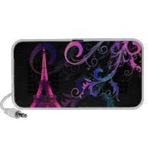 PixDezines Vintage La Tour Eiffel + swirls Portable Speakers
