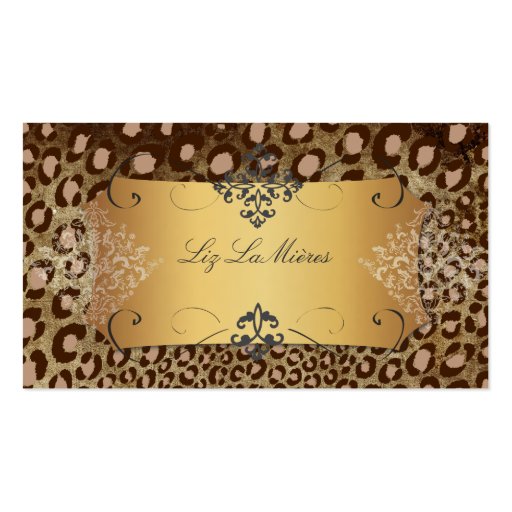 PixDezines Vintage leopard+lace/faux parchment Business Cards