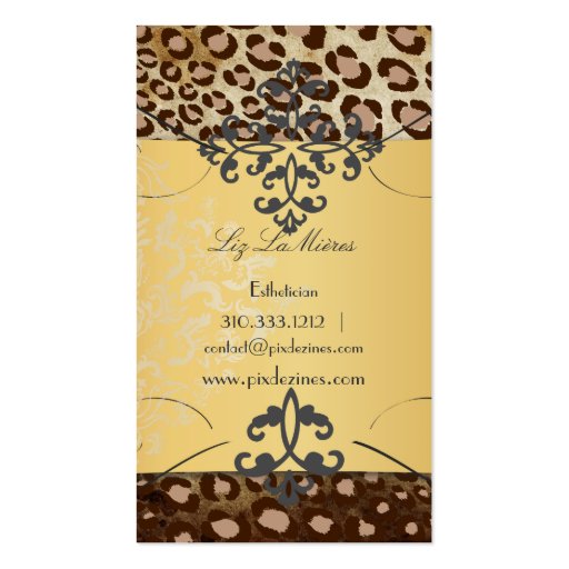 PixDezines Vintage leopard+lace/faux parchment Business Cards (back side)