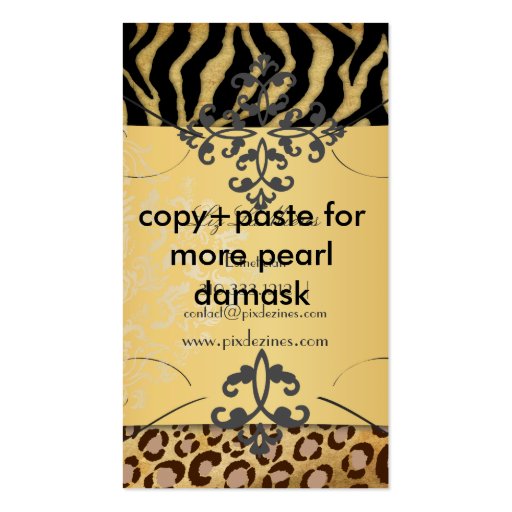 PixDezines Vintage leopard, zebra + damask Business Cards (back side)