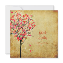 PixDezines vintage maple tree/pink+orange Invitations