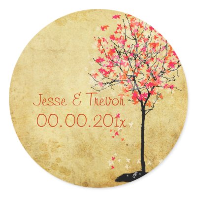 PixDezines vintage maple tree/pink Round Stickers
