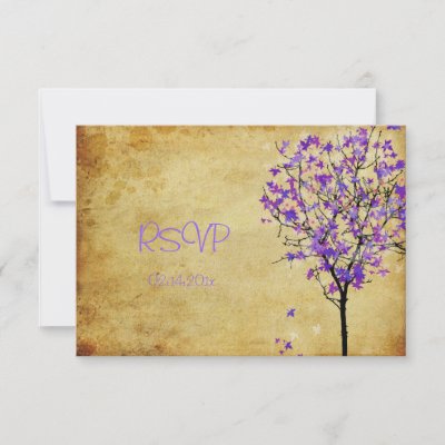 PixDezines Vintage Maple Tree purple fall wedding Personalized Invites by