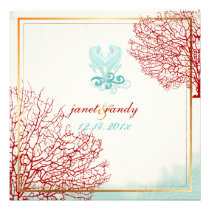 PixDezines vintage maui coral seahorse, beach Custom Announcements