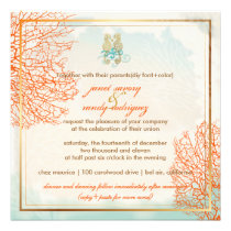 PixDezines vintage maui coral seahorse, beach Invitation