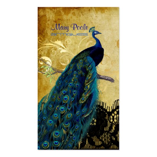 PixDezines vintage peacock+lace/diy fonts Business Card