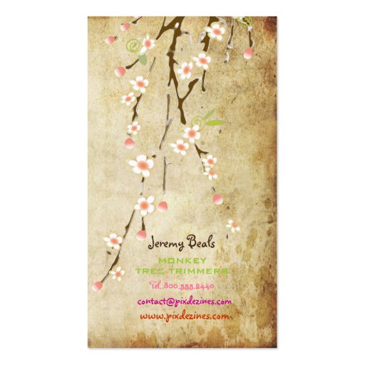 PixDezines vintage pink cherry blossomsâ™¥â™¥ Business Card Templates (back side)