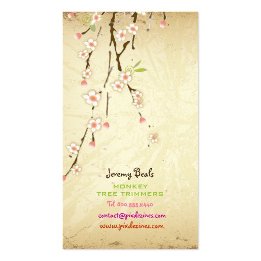 PixDezines vintage/pink cherry tree trimmers â™¥â™¥â™¥ Business Cards (back side)