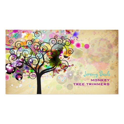 PixDezines Vintage/pink Grunge Tree Trimmers â™¥â™¥â™¥ Business Card Template (front side)