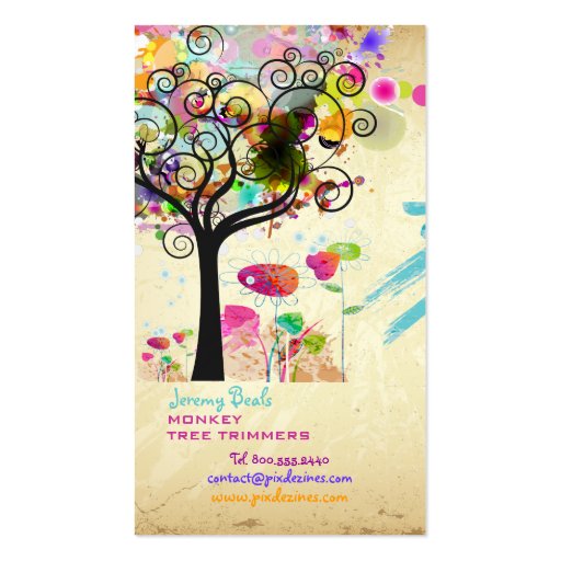 PixDezines Vintage/pink Grunge Tree Trimmers â™¥â™¥â™¥ Business Card Template (back side)