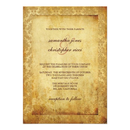 PixDezines Vintage+Pique Lace Damask+Wax Seal Invites