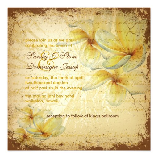 PixDezines Vintage Plumeria Personalized Invitations