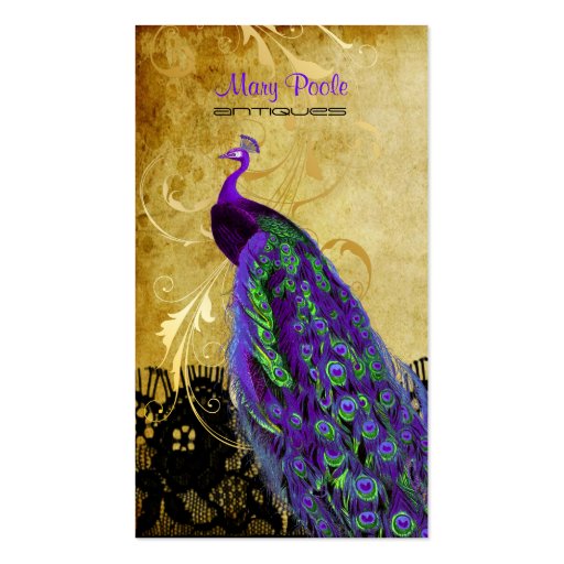 PixDezines vintage purple peacock+lace/diy fonts Business Card Template