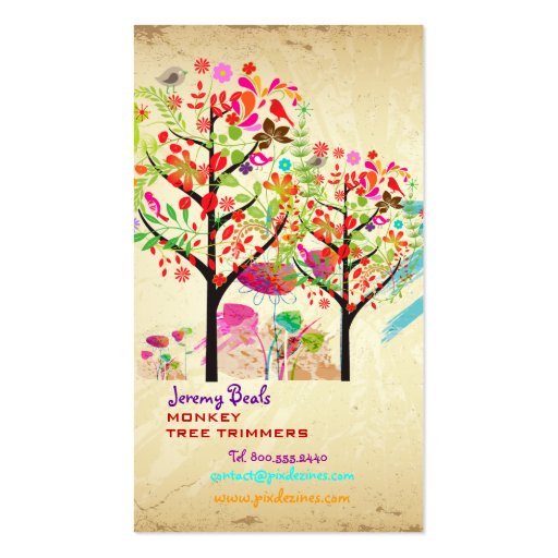 PixDezines Vintage Retro Tree Trimmers â™¥â™¥â™¥/DIY Business Card Templates (back side)