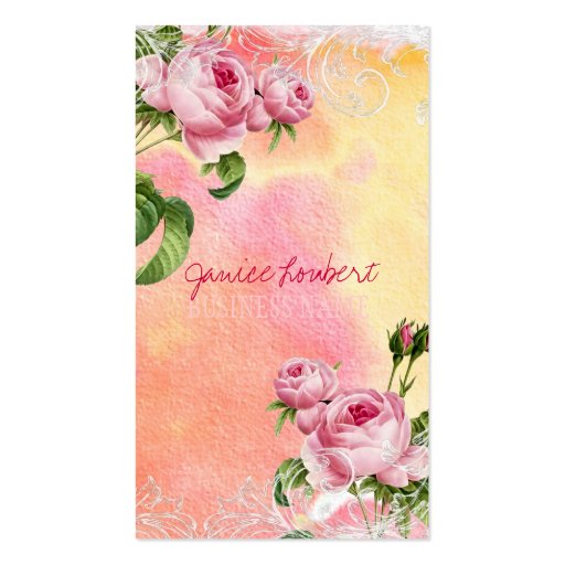 PixDezines vintage roses/watercolor Business Card Templates