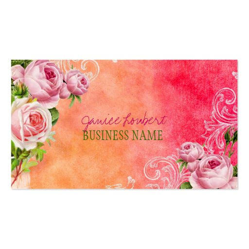 PixDezines vintage roses/watercolor Business Cards