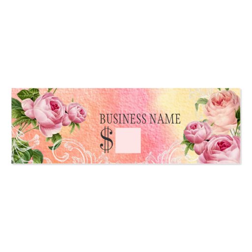 PixDezines vintage roses/watercolor/price tags Business Card Template (back side)