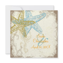 PixDezines Vintage Starfish+floral beach wedding Announcements
