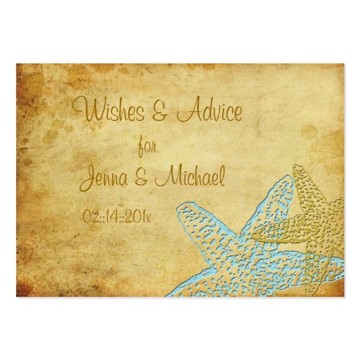 PixDezines Vintage Starfish+Hibiscus Advice Cards Business Card Template (front side)
