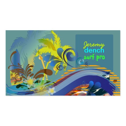PixDezines vintage surfers at sunset, Hawaii â™¥â™¥â™¥â™¥â™¥ Business Card (front side)