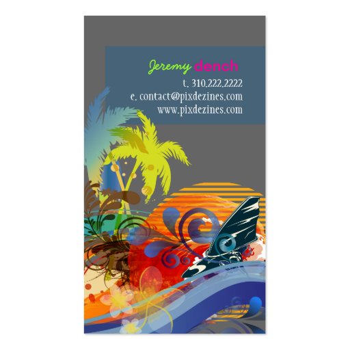 PixDezines vintage surfers at sunset, Hawaii â™¥â™¥â™¥â™¥â™¥ Business Card (back side)