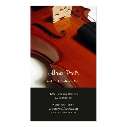 PixDezines violin/diy color Business Cards (back side)