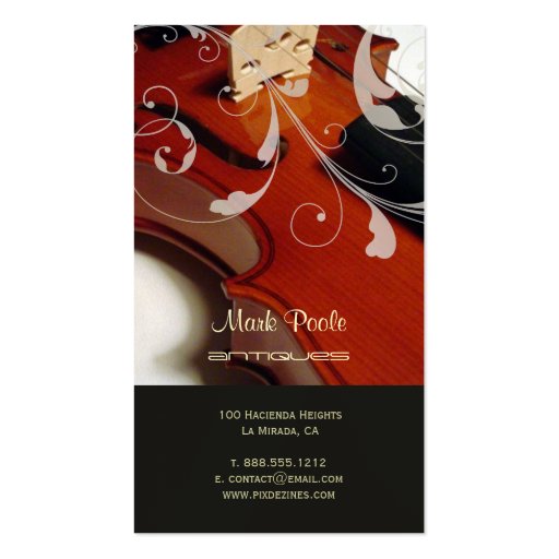 PixDezines Violin+swirls business cards (back side)