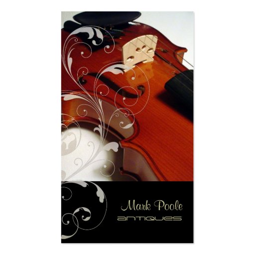 PixDezines Violin+swirls business cards