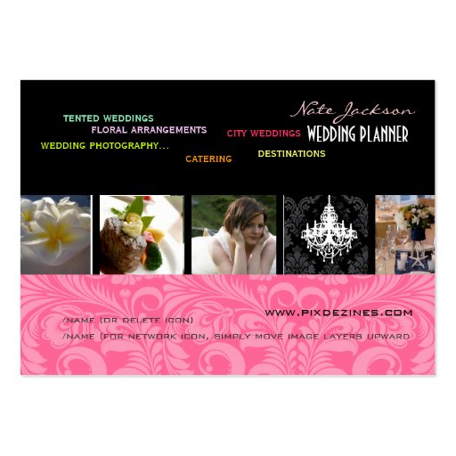 PixDezines wedding planners/diy colors+fonts Business Card